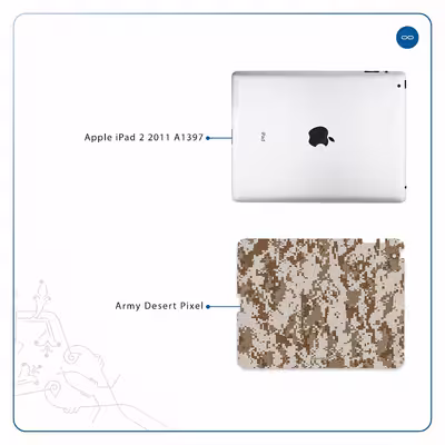 برچسب پوششی ماهوت مدل Army-Desert-Pixel مناسب برای تبلت اپل iPad 2 2011 A1397
