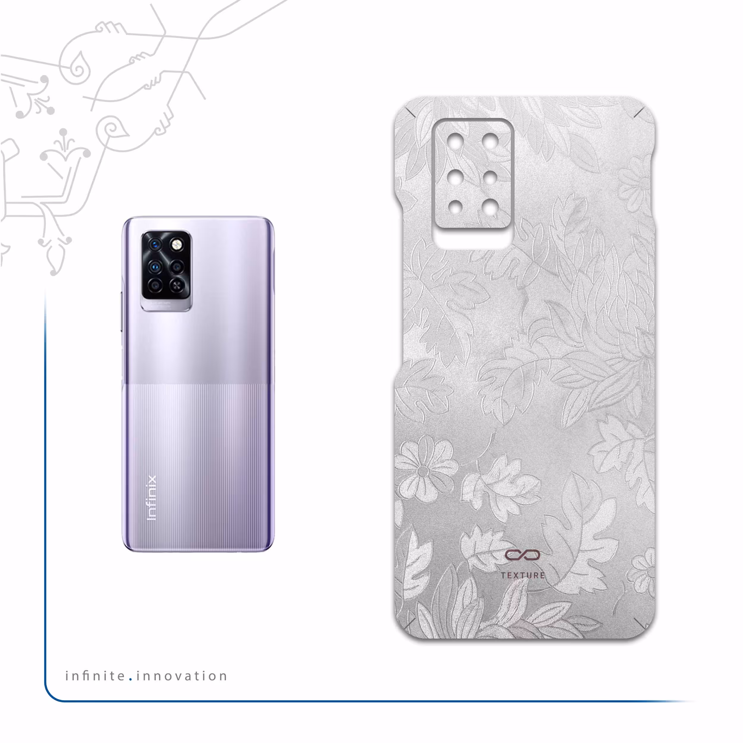 برچسب پوششی ماهوت مدل Silver-Wildflower مناسب برای گوشی موبایل اینفینیکس Note 10 Pro