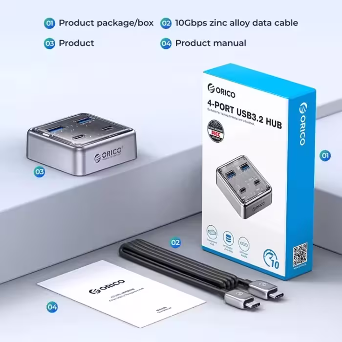هاب چهار پورت USB3.2 اوریکو مدل XHJ2U2C-G2