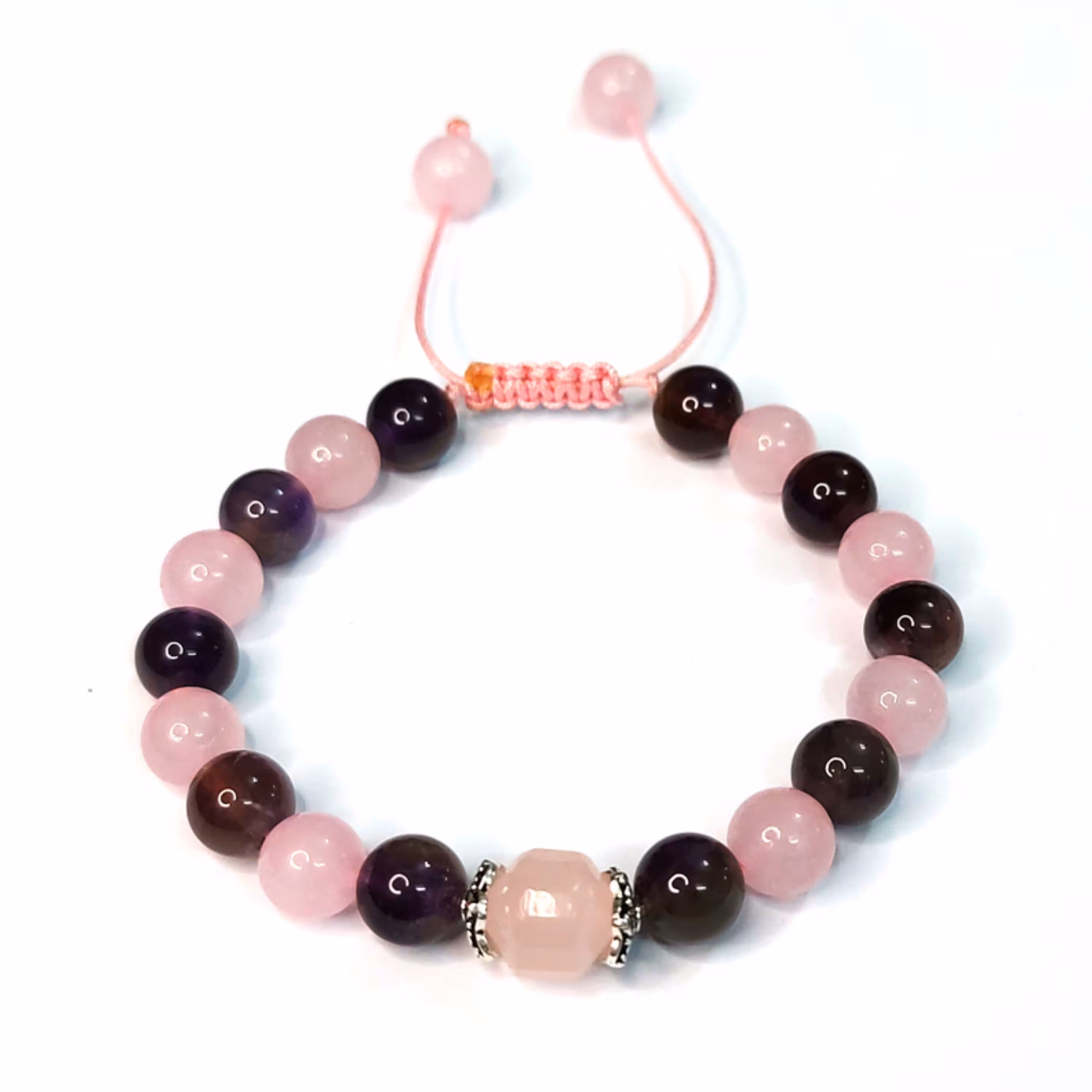 دستبند نقره وسنگ آمیتست کوارتز12 ( پس کرایه )