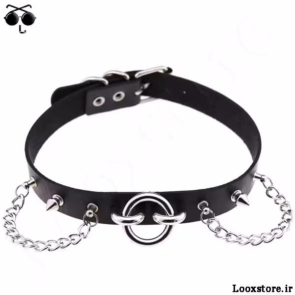 چوکر چرم اسپایک دار زنجیری
