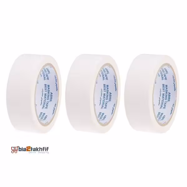 نوار چسب کاغذی کد A2 عرض 4 سانتی متر بسته 3 عددی آبریل