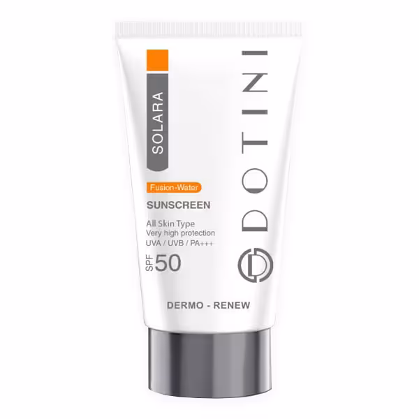 کرم ضد آفتاب فیوژن واتر دوتینی SPF50 بی‌رنگ 50 میلی لیتر | Dotini Solara SPF50 Fusion-Water All Skin Sunscreen Cream 50ml