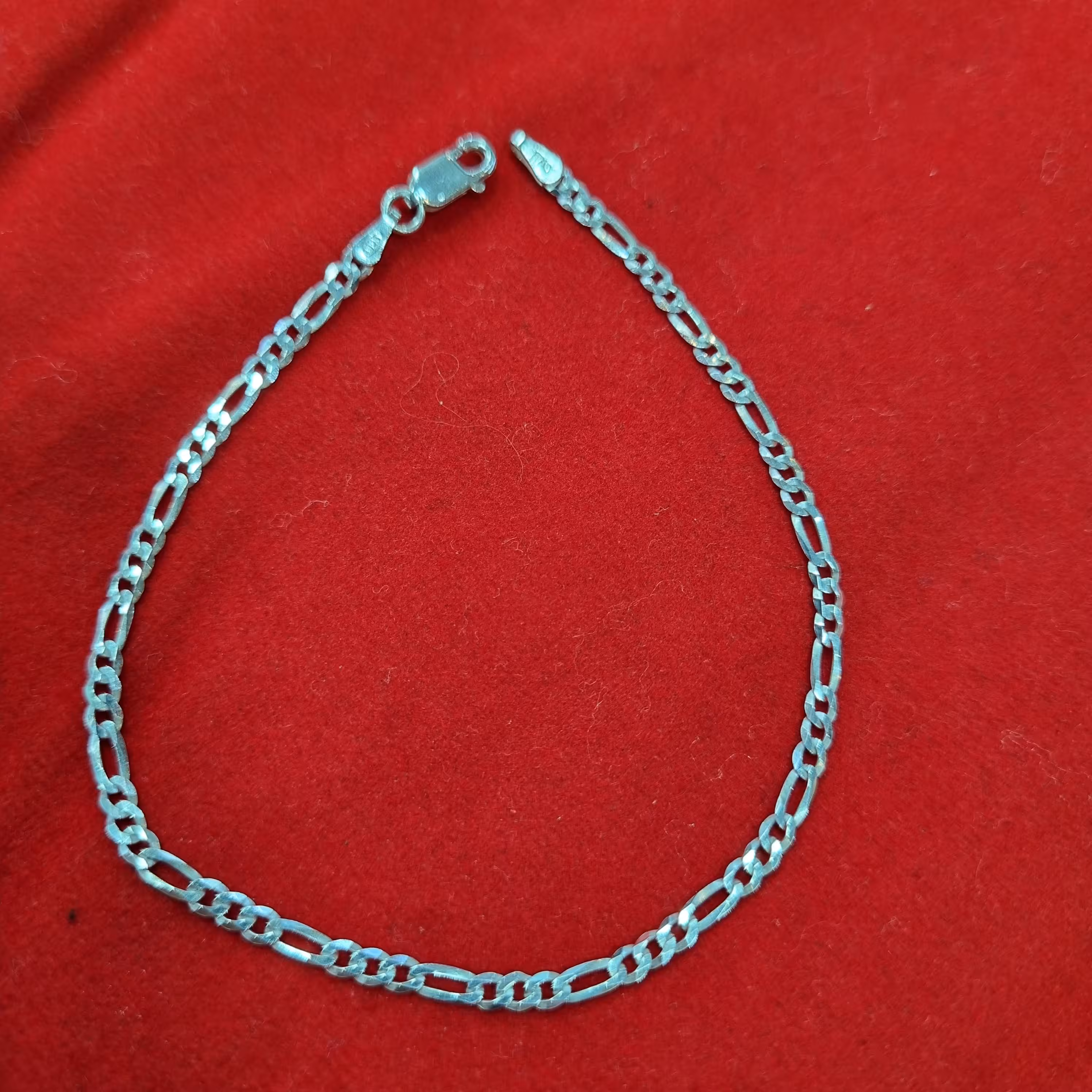 دستبند نقره فیگارو عیار 925 ایتالیایی ظریف و شیک 20cm مناسب خانم ها و آقایان