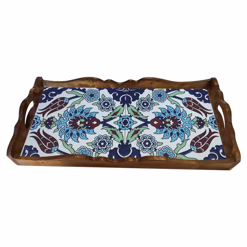 سینی چوبی طرح کاشی