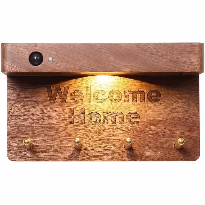 جاکلیدی دیواری چوبی مغناطیسی به همراه سنسور نور قابل شارژ