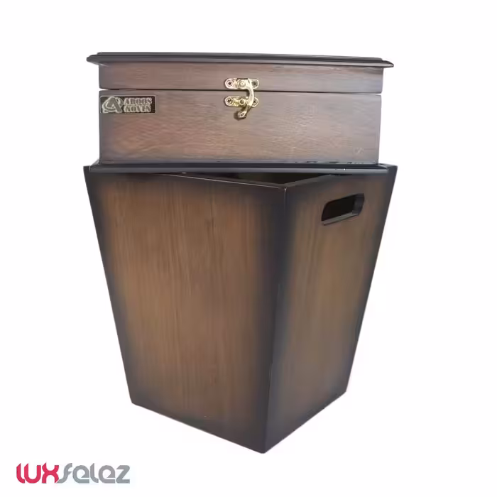 ست سطل و جا دستمال عروس نوین مدل چوبی رنگی