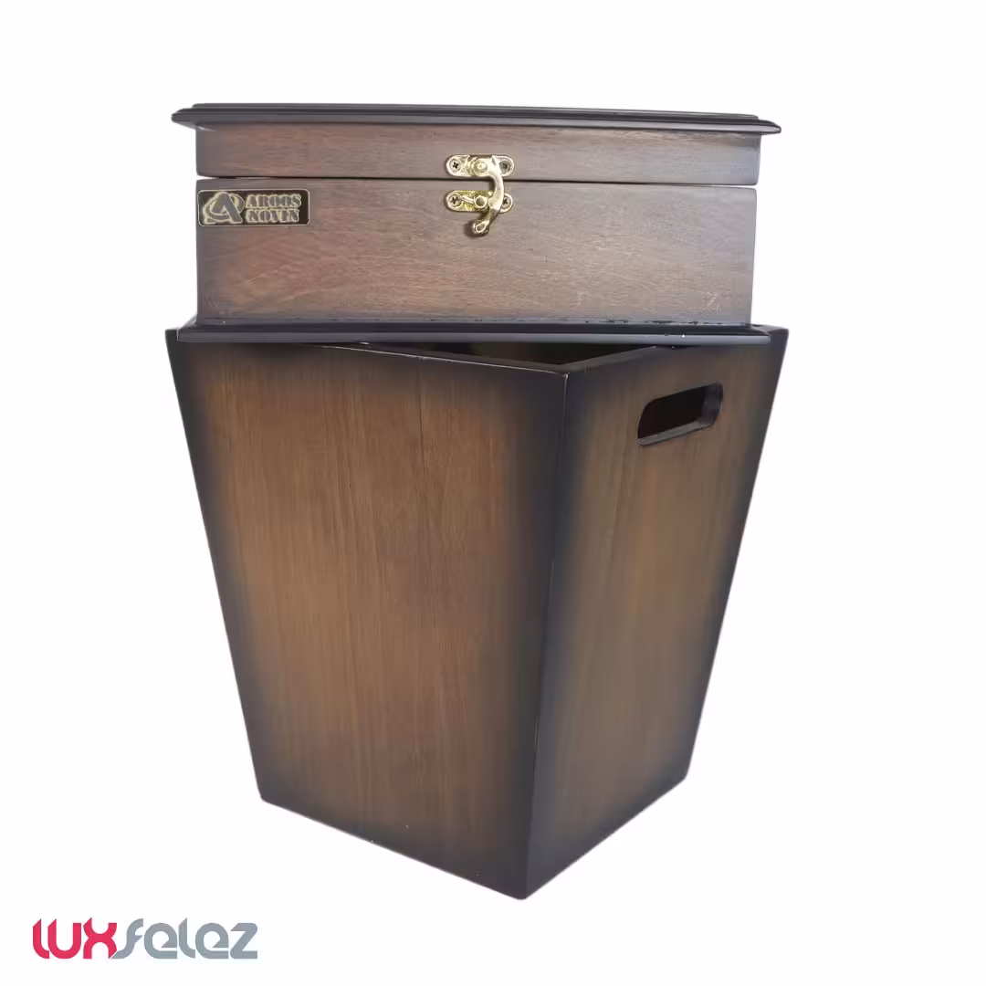 ست سطل و جا دستمال عروس نوین مدل چوبی رنگی