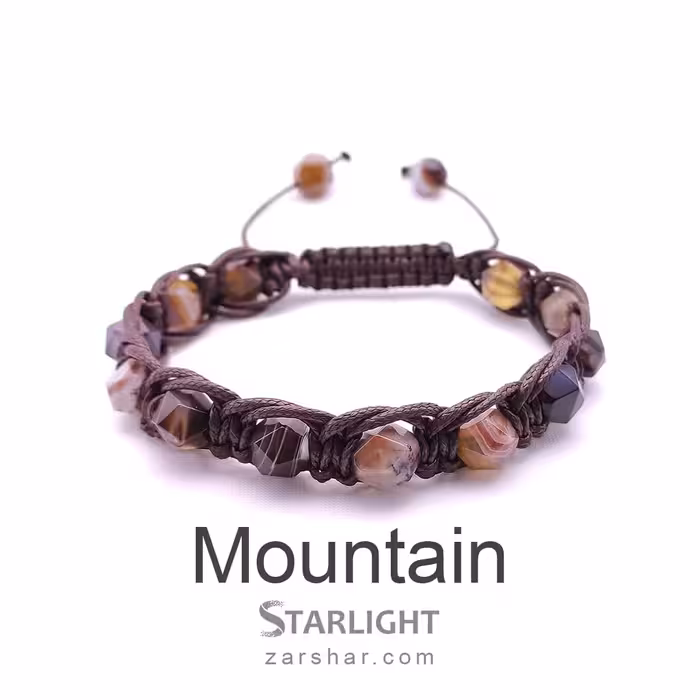 دستبند بافت چرمی سنگ عقیق Mountain