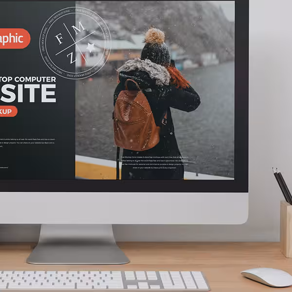 دانلود موکاپ آی مک iMac روی میز