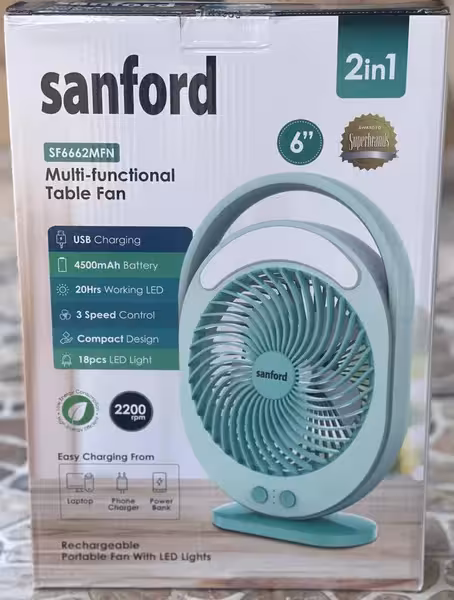 پنکه شارژی رومیزی سانفورد مدل SF6662MFN | خرید Sanford Desk Fan