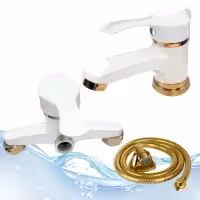 شیر روشویی وتوالت لاله سفید طلا