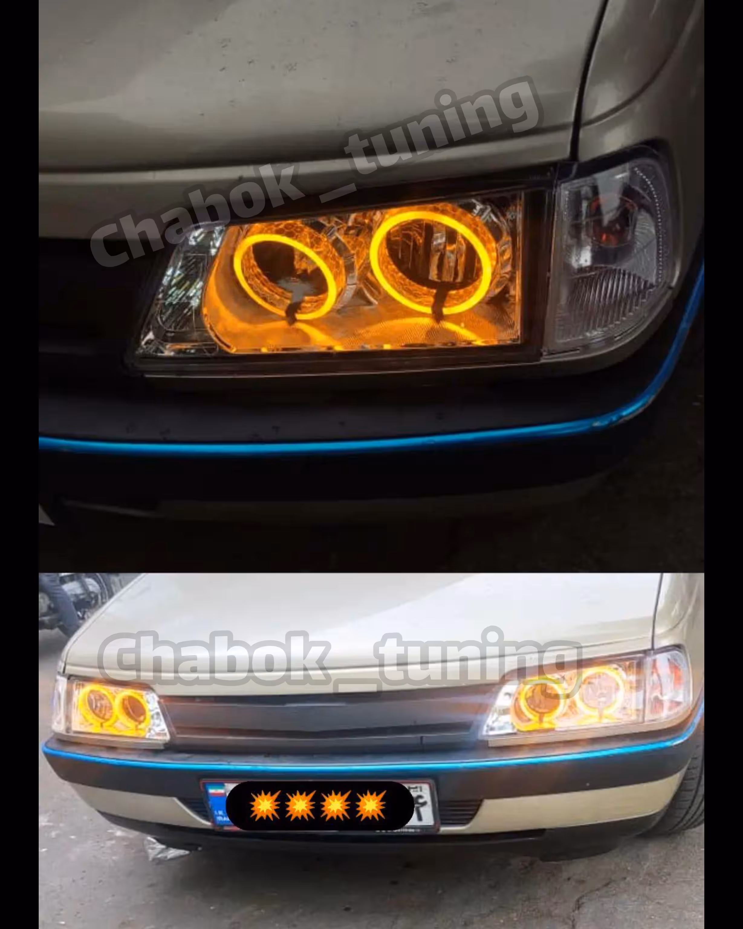 چراغ جلو پژو 405 گلس زنبوری انبه ای