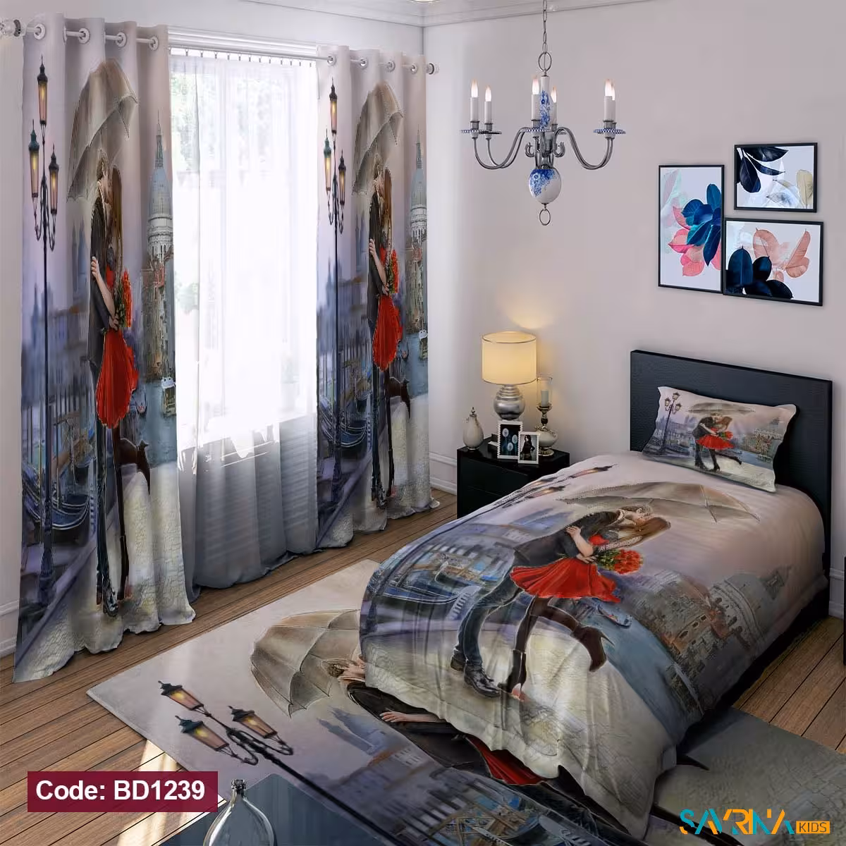 ست اتاق خواب دخترانه طرح عاشقانه کد BD1239