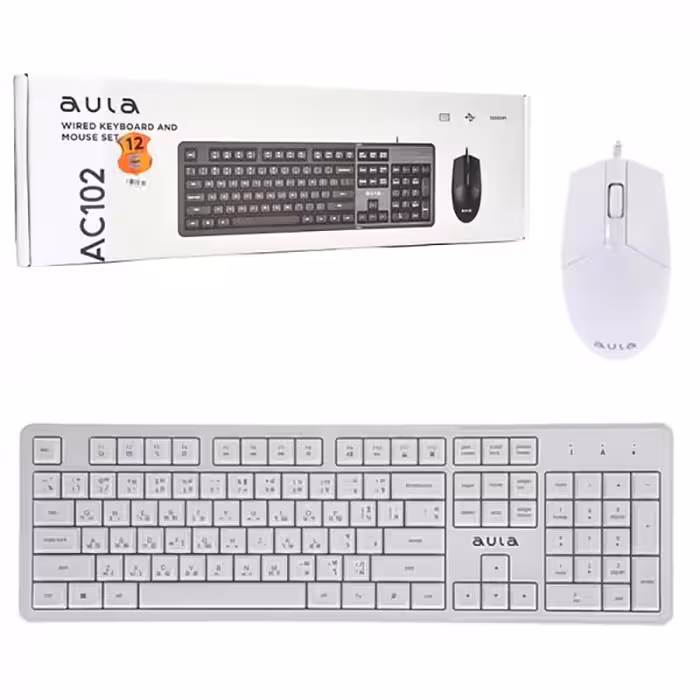 کیبورد و ماوس سیمدار AULA AC102 WHITE