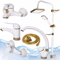 شیرآلات 6 تکه اردکی سفید طلایی