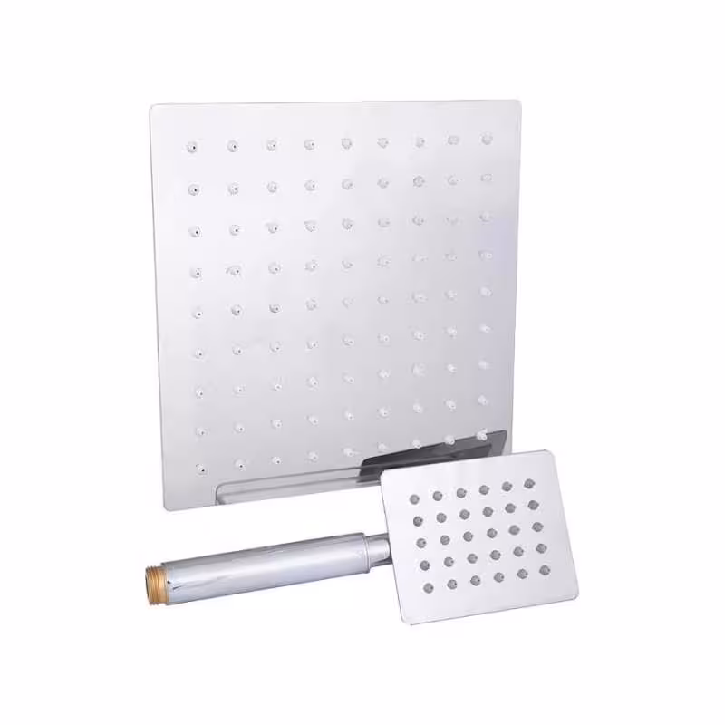 سردوش و گوشی استیل فلت مربعی  (کروم)