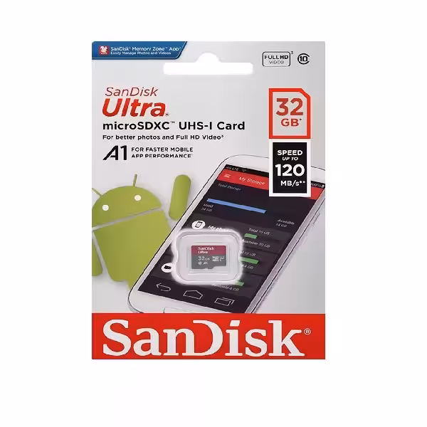 کارت حافظه microSDXC سن دیسک مدل Ultra A1 کلاس 10 استاندارد UHS-I سرعت 120MBps ظرفیت 32 گیگابایت بسته 3 عددی