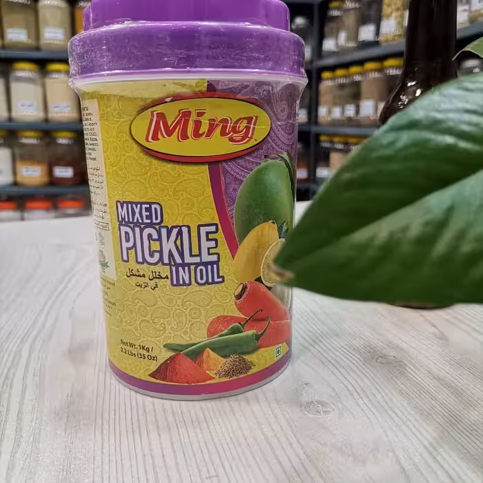 ترشی انبه مخلوط روغنی مینگ 1 کیلوگرم ساخت پاکستان بهداشتی و تمیز