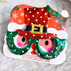 عینک کریسمس طرح کلاه کمربند دار کد 335