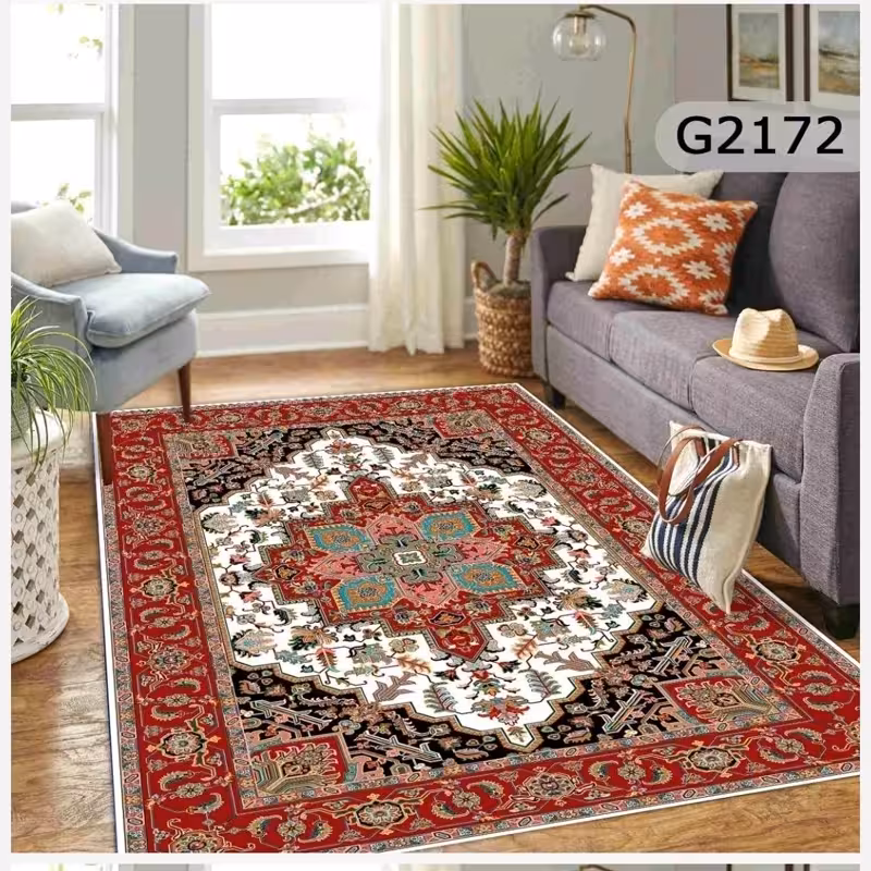 فرشینه مخمل ترک 4متری با طرح گلیم و طراحی زیبا