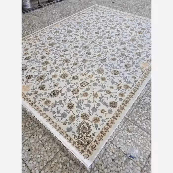 فرش ماشینی کاشان 700شانه 12متری طرح لنا کرم(باارسال رایگان)