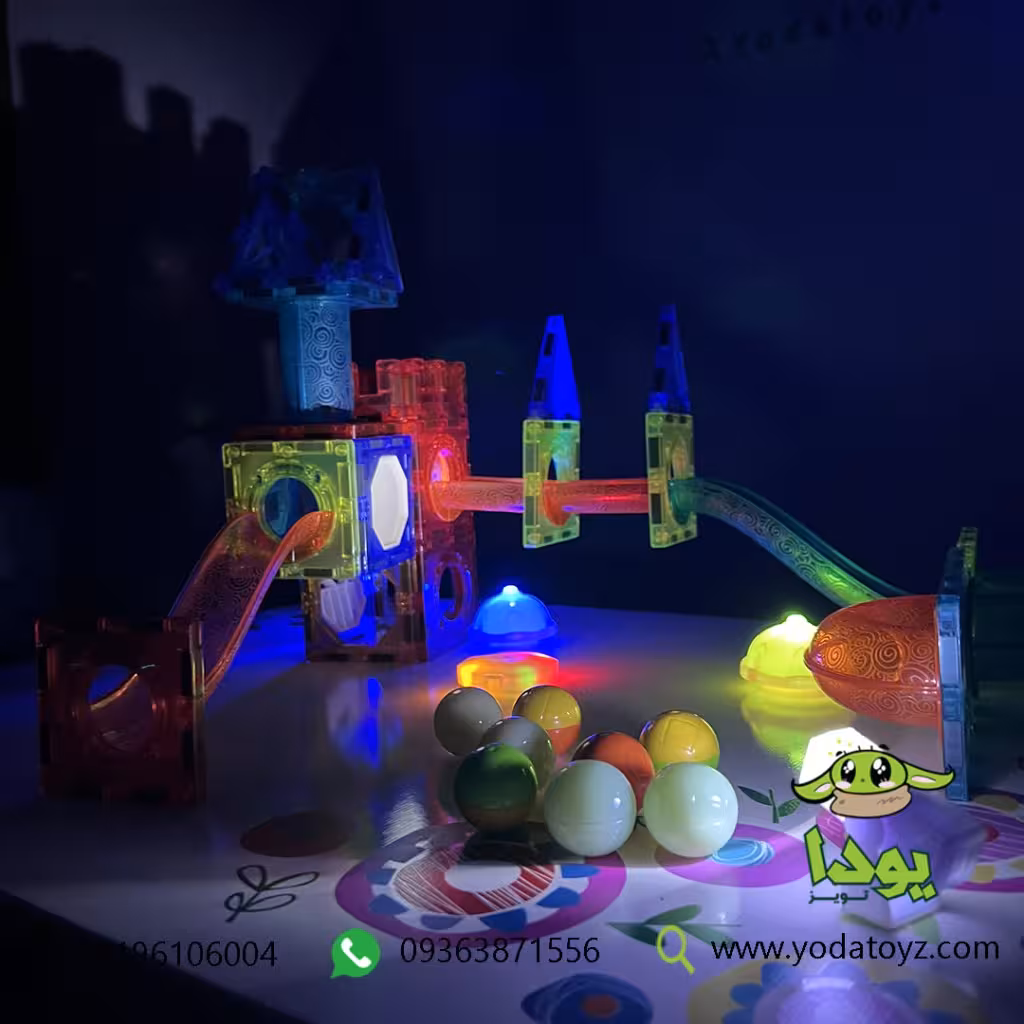 اسباب بازی کاشی مغناطیسی چراغ دار 75 تکه - light magnetic blocks