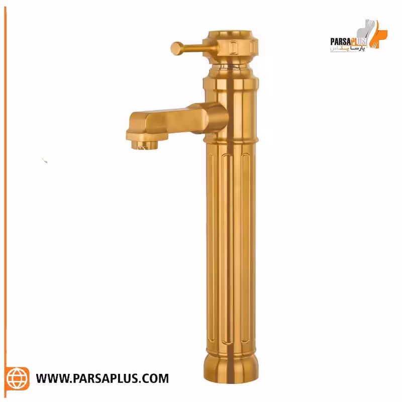 شیر روشویی پایه بلند دوان مدل زلان طلایی مات