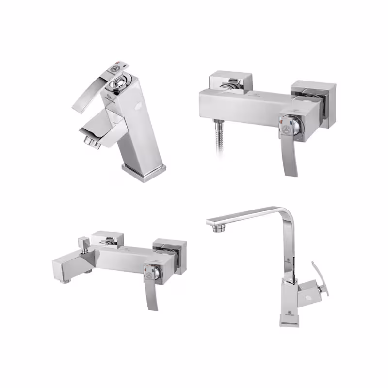 ست شیرآلات چهارتکه قهرمان مدل فلت صدف