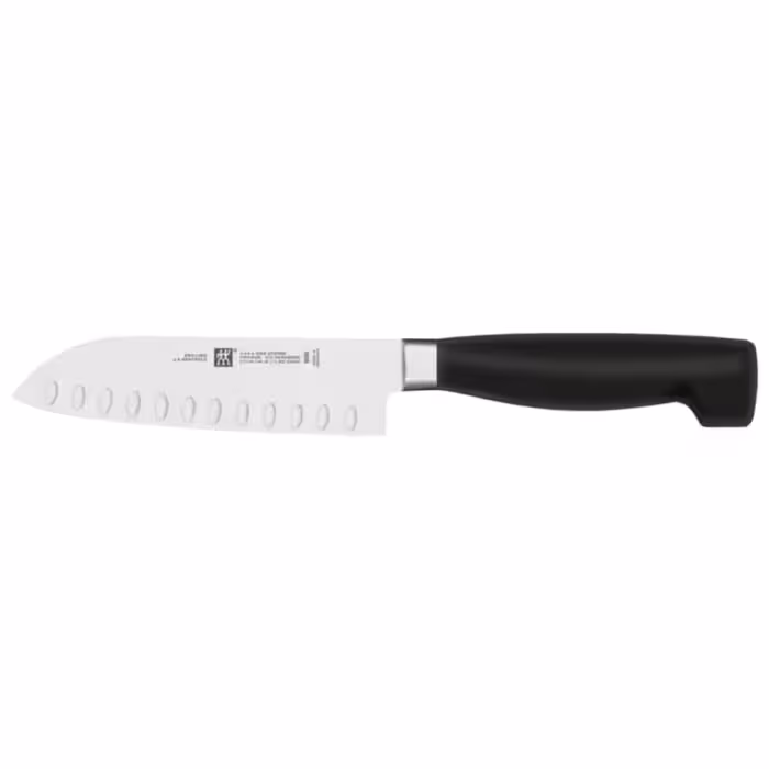 چاقوی آشپزخانه شف نایف ضد چسبندگی لبه دندانه دار زولینگ آلمان (دو بچه) Zwilling Four Star Santoku