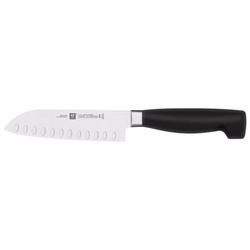 چاقوی آشپزخانه شف نایف ضد چسبندگی لبه دندانه دار زولینگ آلمان (دو بچه) Zwilling Four Star Santoku