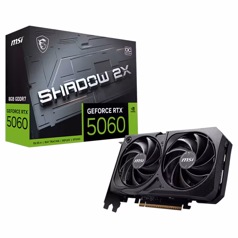 کارت گرافیک ام اس آی مدل GeForce RTX 5060 SHADOW 2X OC با ظرفیت 8 گیگابایت GDDR7