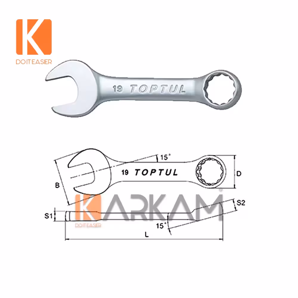 آچار یکسر رینگ کوتاه 17 میلیمتر AAAF1717 تاپ تول
