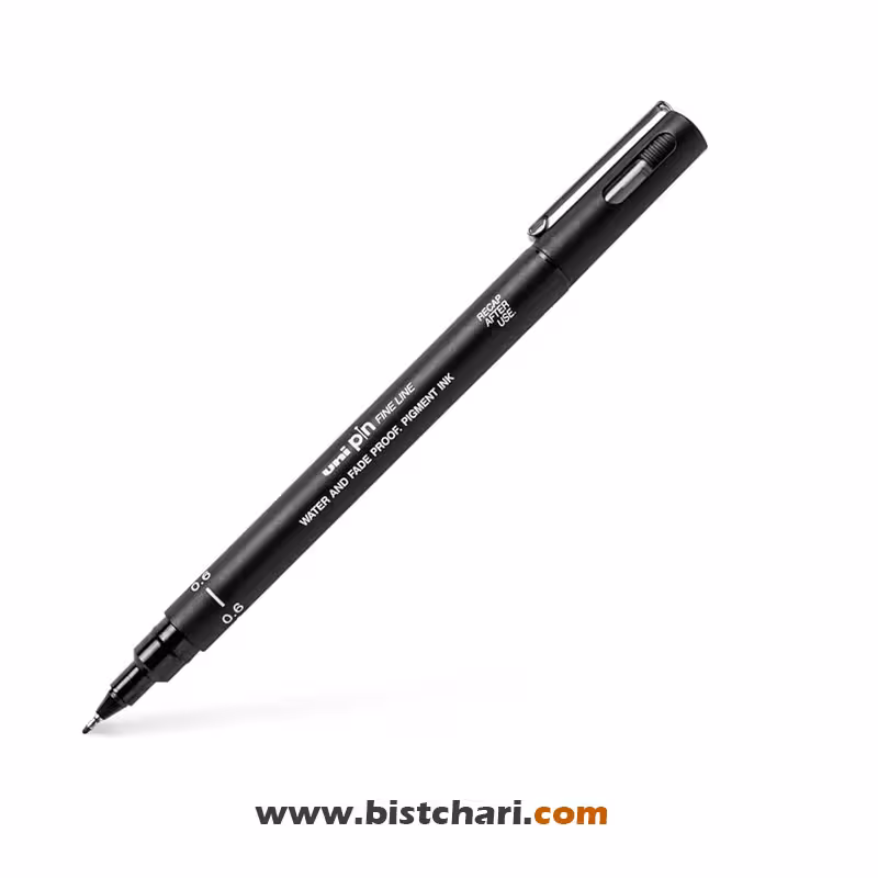 روان نویس یونی پین -راپید غیر دائم- 0.6 mm مشکی کد PIN 06-200 برند یونی بال Uni ball