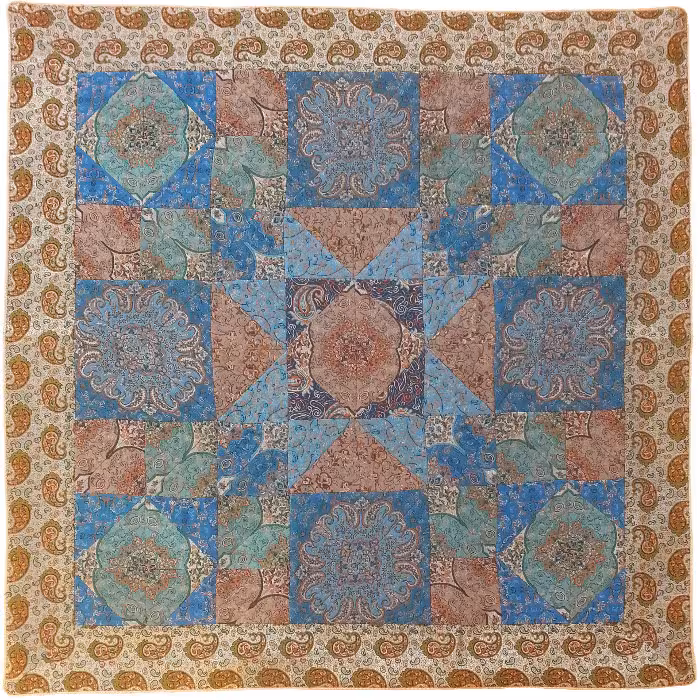 رومیزی مربع ترمه طرح چهل تکه کد TRM146