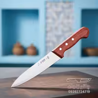 چاقو راسته ای فولاد آلمان مدل پیرگه دسته پلی وود زرشکی سایز 8