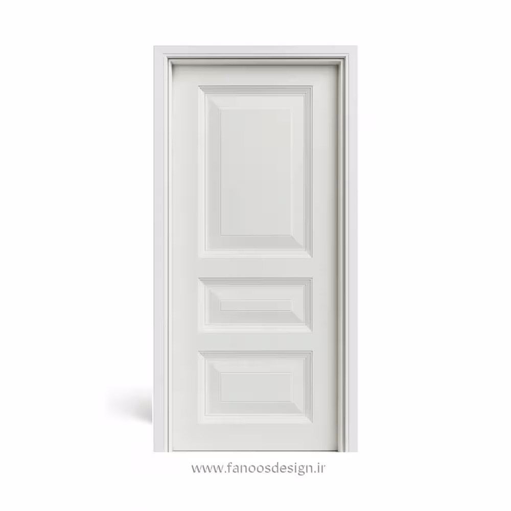 درب MDF سفید کلاسیک مدل سه قاب برجسته کد 30275