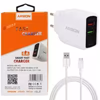 آداپتور شارژر 2 پورت با کابل Type C QC30  LCDدار Arson AN-V3