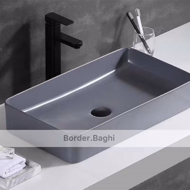 کاسه روشویی مدل طوسی مات مستطیل
