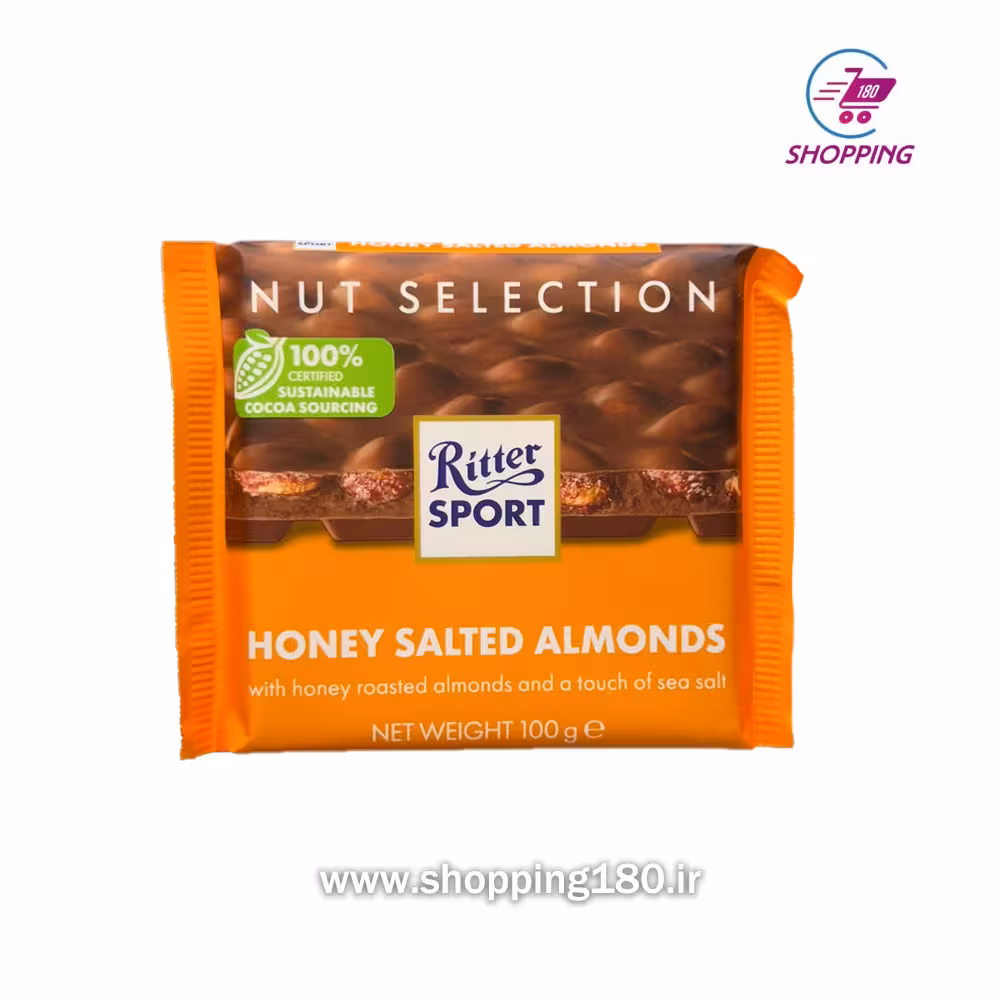 شکلات ریتر اسپرت با طعم بادام نمکی عسلی 100 گرم