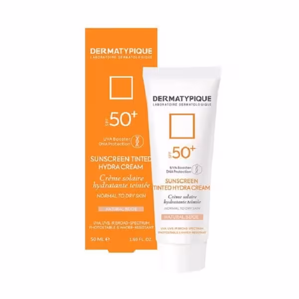 کرم ضدآفتاب درماتیپیک SPF50 بژ طبیعی مناسب پوست خشک حجم 50 میلی لیتر