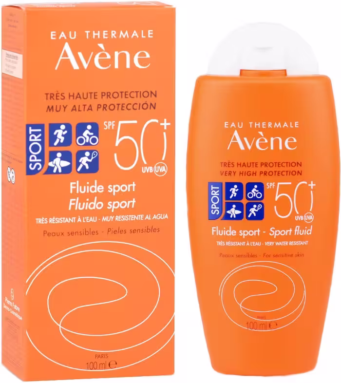 کرم فلوئید ضدآفتاب اسپرت بیرنگ اون AVENE با SPF 50، حجم 100 میلی‌لیتر