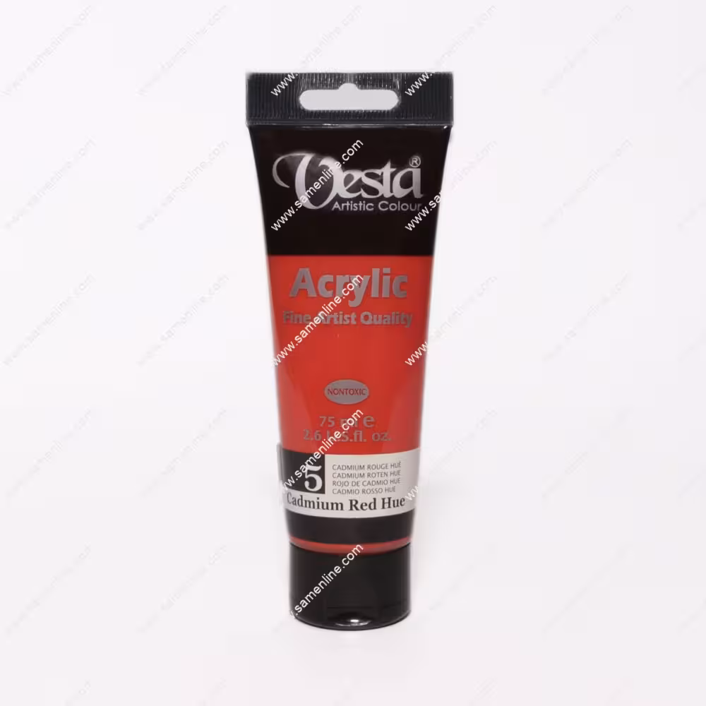 رنگ اکریلیک تک رنگ وستا 75 میلی لیتری کد Cadmium Red Hue 5