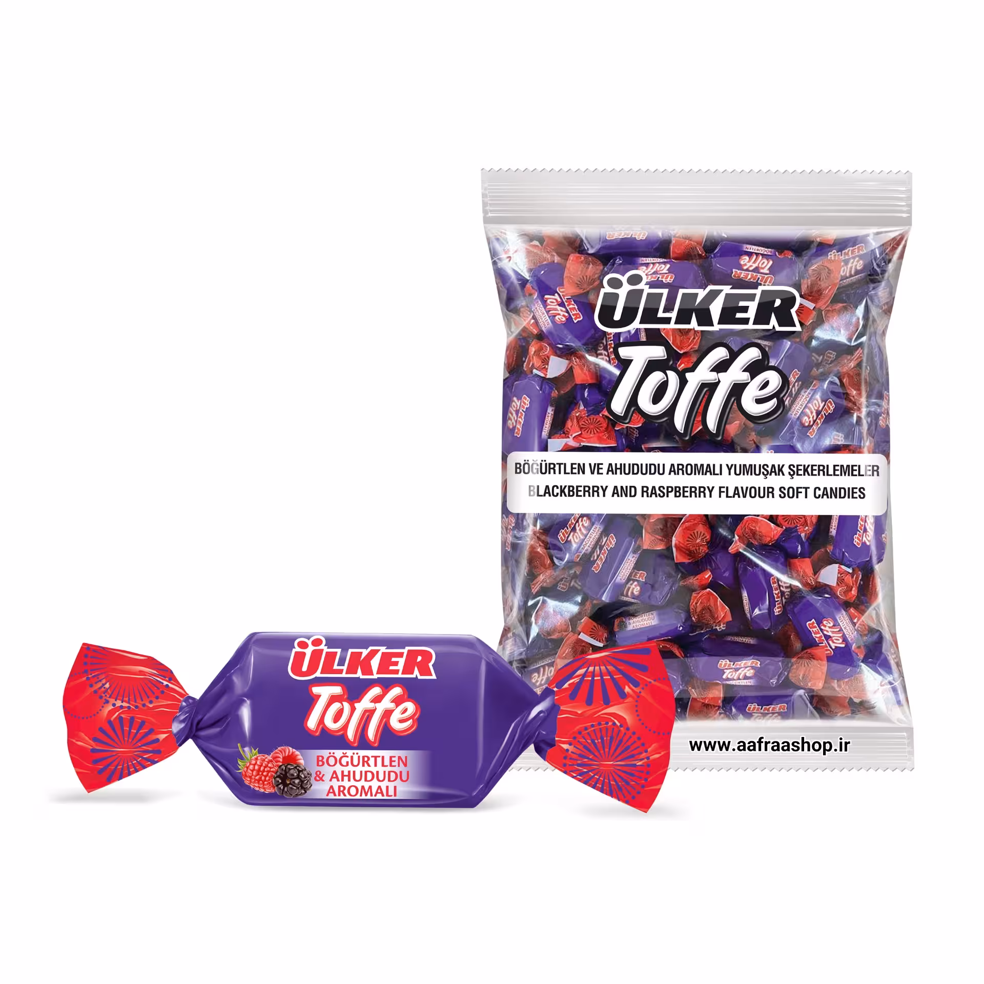 تافی اولکر با طعم توت سیاه و تمشک بسته 1 کیلویی