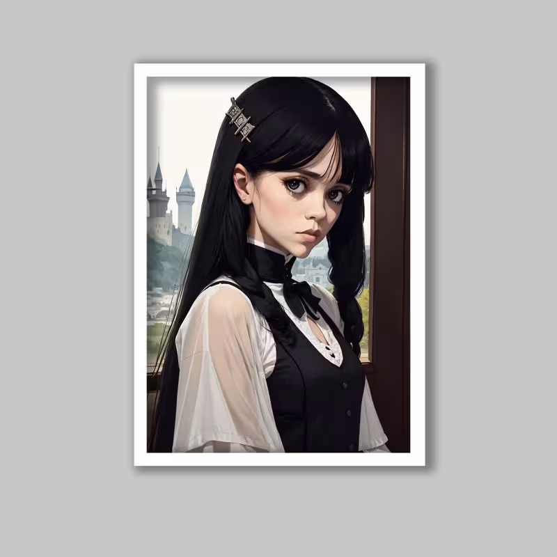 تابلو مدل ونزدی آدامز Wednesday Addams کد LA-G10821 | دنیای قاب