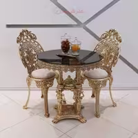 میز ناهارخوری 2 نفره پایه مجسمه آلیاژ آلومینیوم با آبکاری برنز