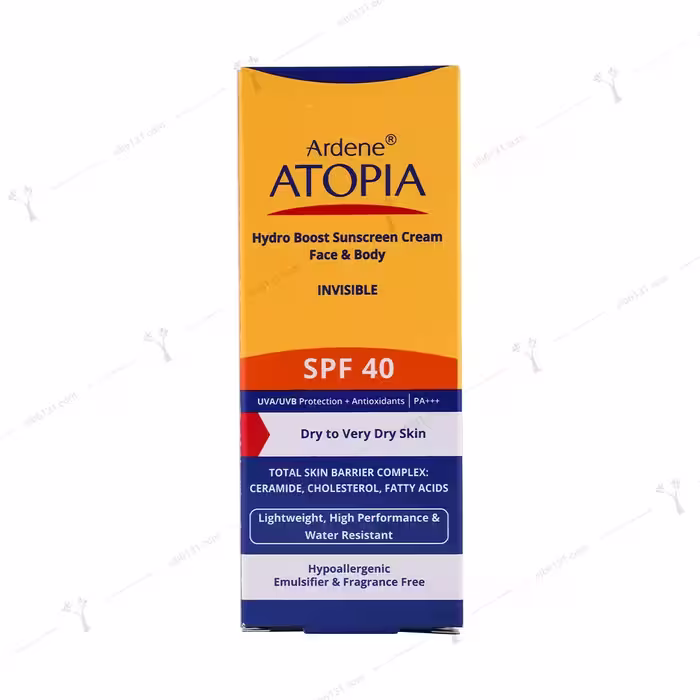 کرم ضد آفتاب بی رنگ spf 40 آردن آتوپیا پوست خشک و خیلی خشک 50 گرمی