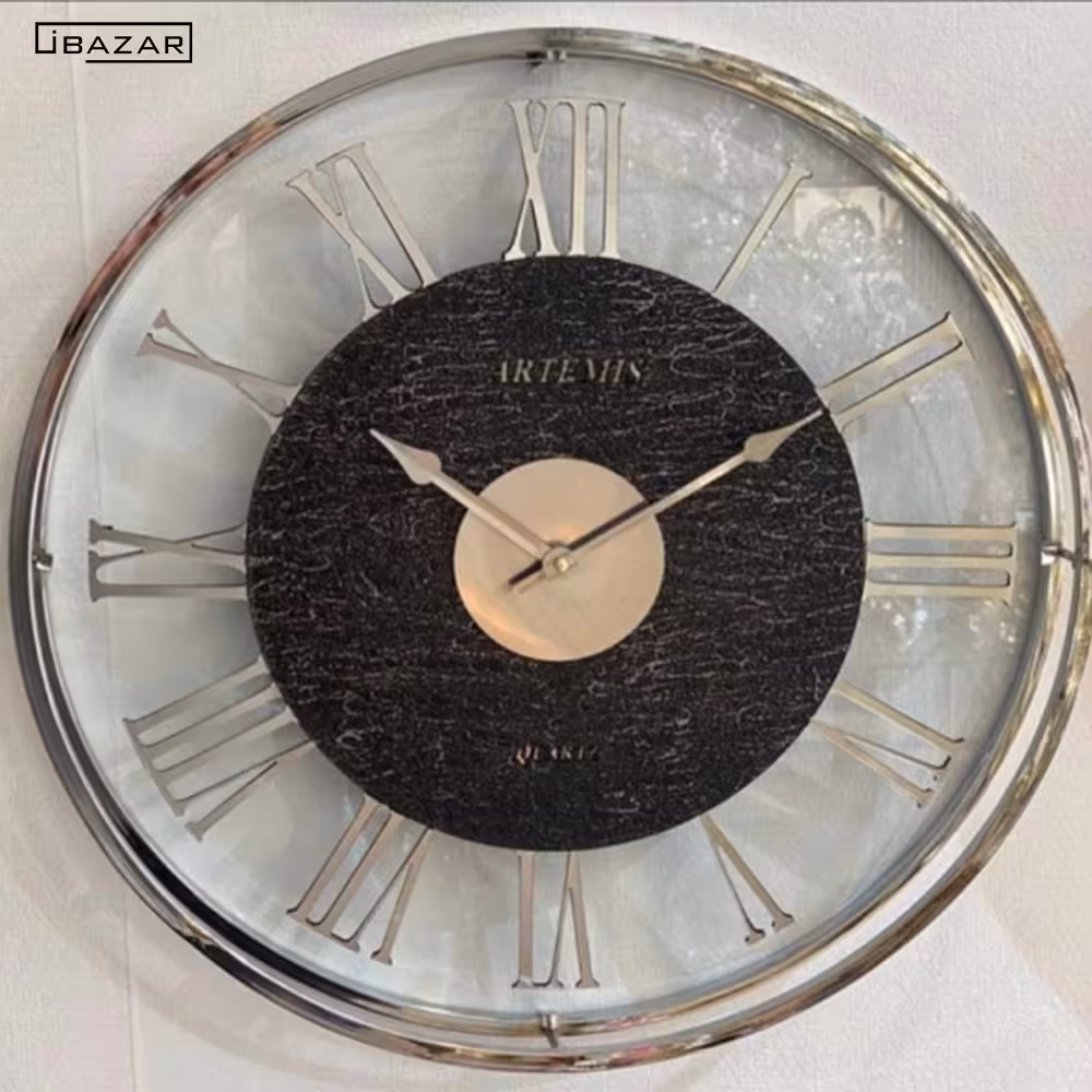 ساعت دیواری فلزی آرتمیس نقره ای