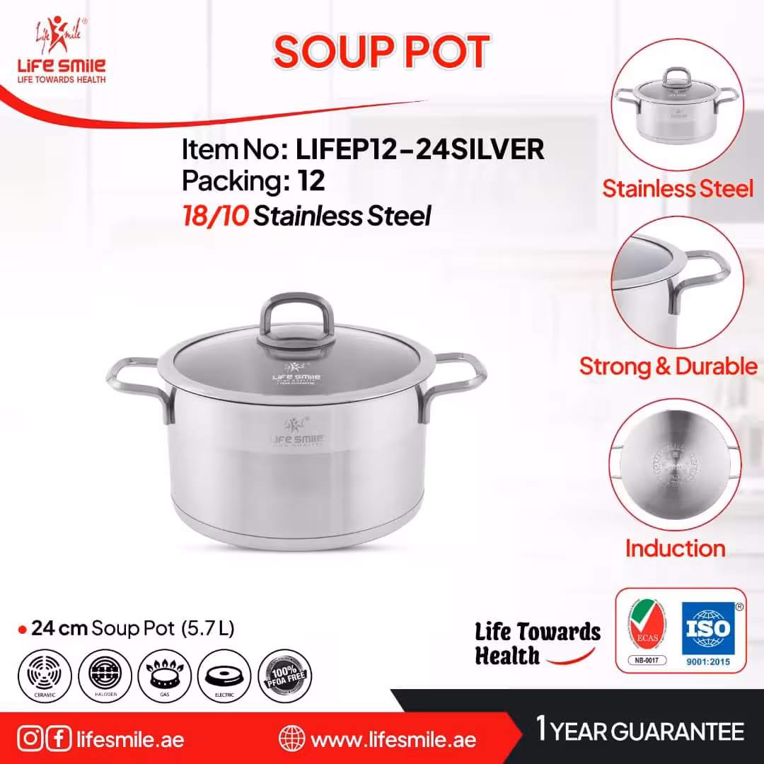 قابلمه استیل لایف اسمایل سایز 24 مدل Life Smile Lifep-12-24Silver