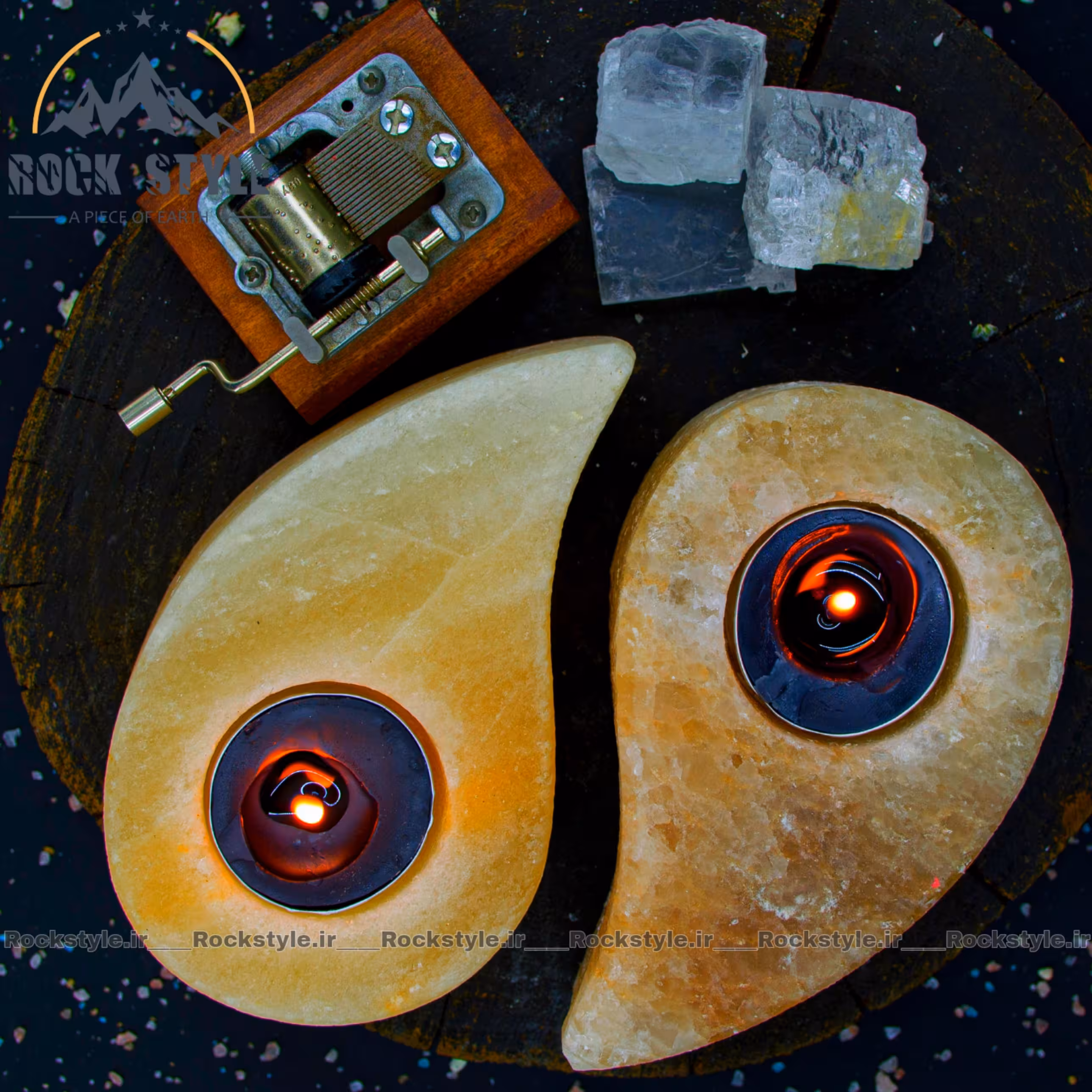 شمعدان سنگ نمک ین و یانگ دکوراتیو(جاشمعی)